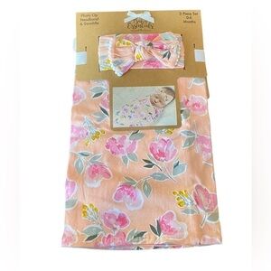 Baby Essentials Photo Op Headband and Swaddle Set 0-6month